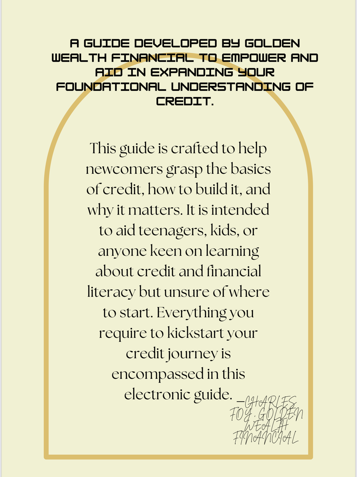 The Golden Guide to credit literacy